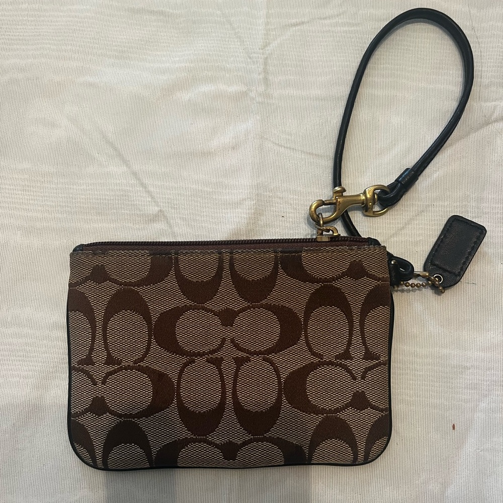 Coach Brown and Tan Wristlet